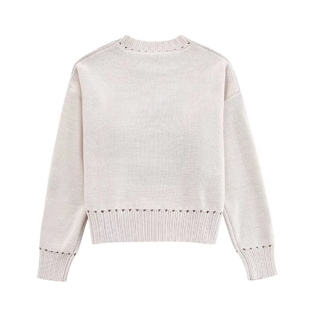 Dam Tröja Djurmönster Långärmad Bomull-2