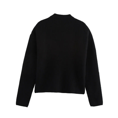 Stickad Dam Tröja med Pärlapplikationer Elegant Design Mjukt Material 2