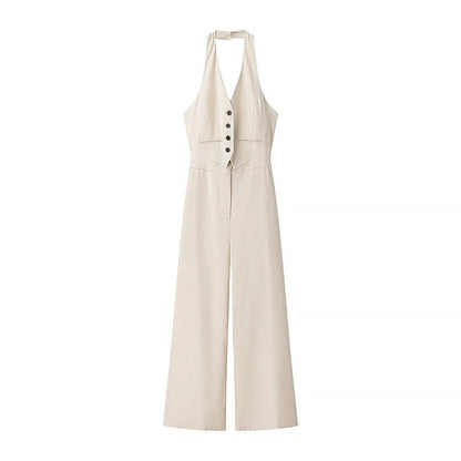 Kvinnor Jumpsuit V-ringning Lätt Material-1