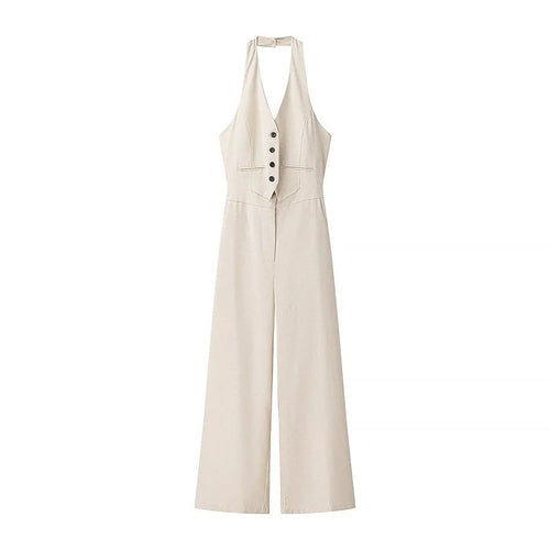Kvinnor Jumpsuit V-ringning Lätt Material-1