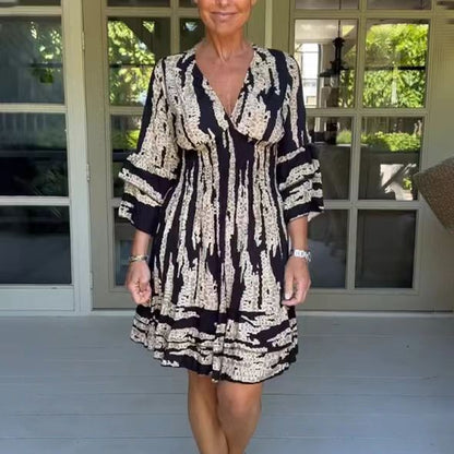 Damklänning Midi V-ringning Tre Fjärdedel Ärmar Polyester-2