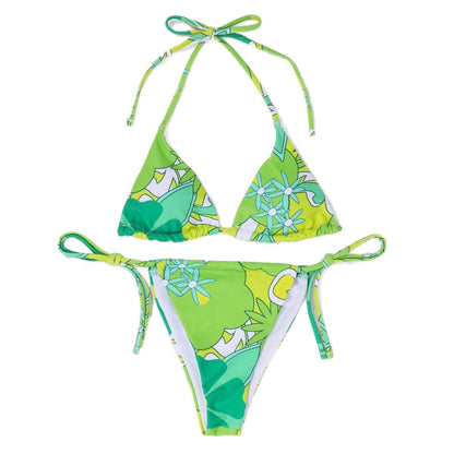Damtriangelbikini Blommig Justerbara Remmar Snabbtorkande Material-6