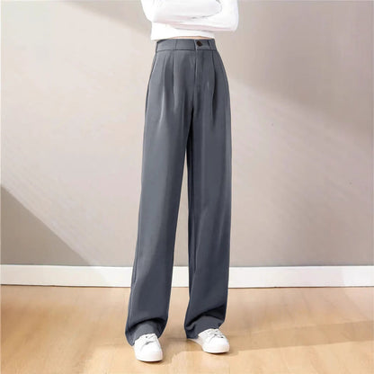 Snygga Byxor Dam Långa Casual Polyester Medelmidja-5