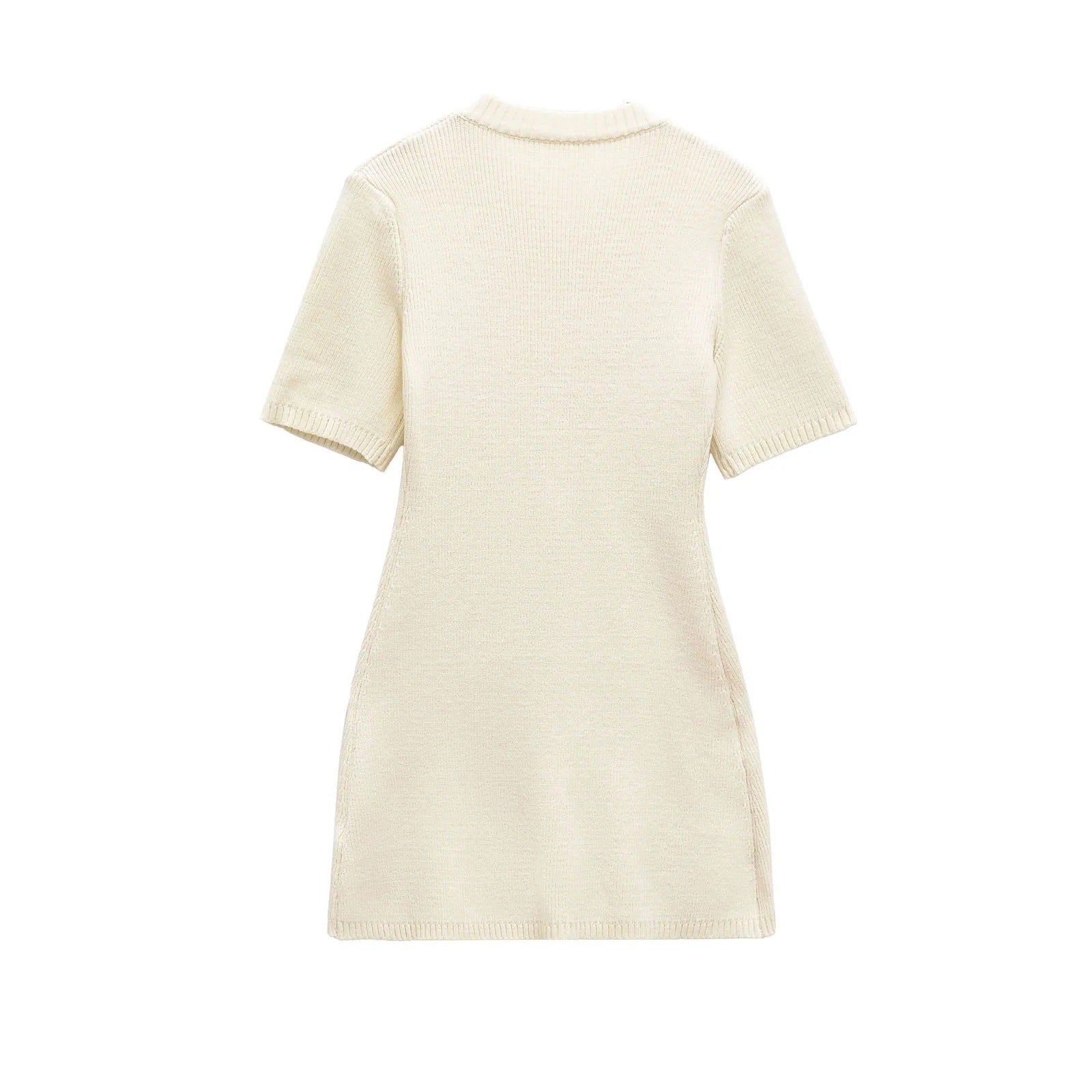 Kvinnors Stickad Klänning med Dekorativa Knappar Högkvalitativ Textil-4