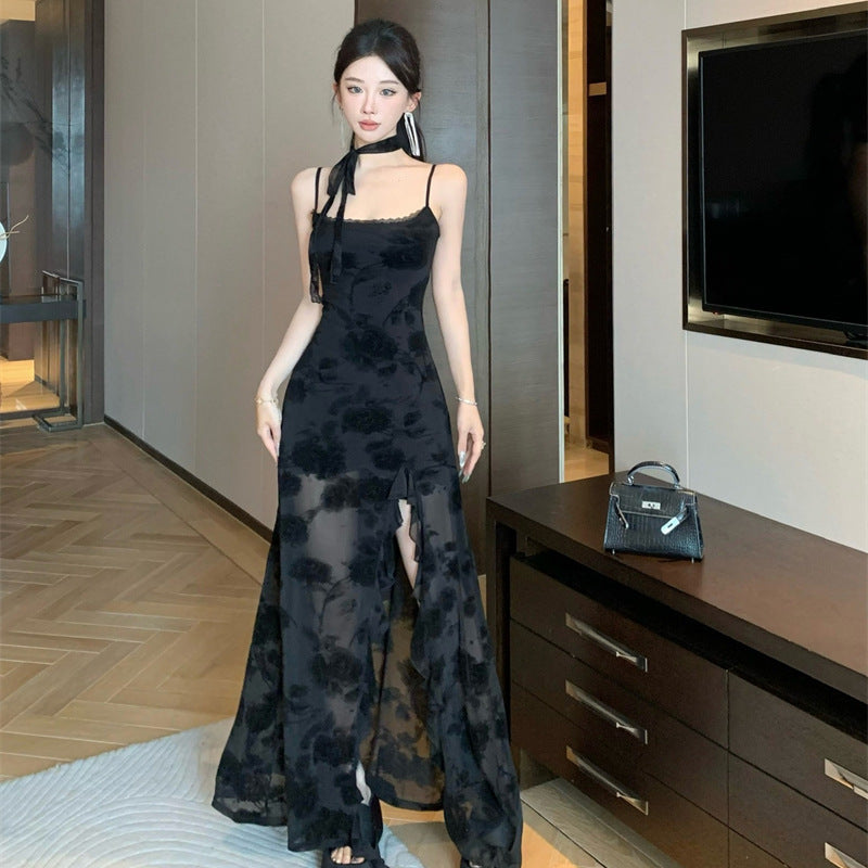 Kvinnors Långklänning Axelfri Spets Högkvalitativ Tyg-2