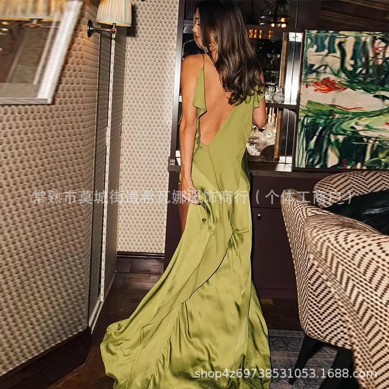 Kvinnors Aftonklänning Djup Halsringning Rüsch Detaljer Högkvalitativt Tyg-4