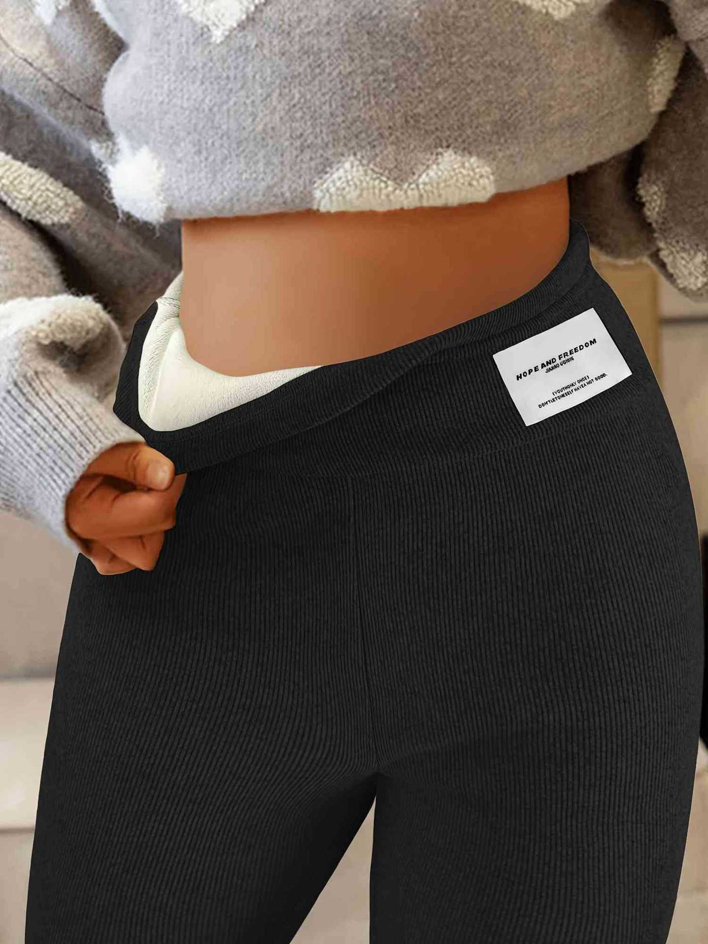 Kvinnors Leggings Hög Midja Ribbad Elastisk Material 8
