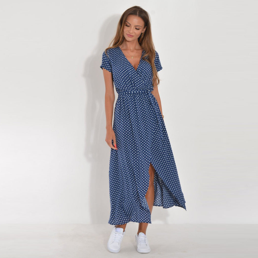 Dam Maxiklänning A-Linje Tryckt Polyester för Sommar-5