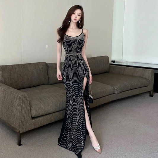 Kvinnors Transparent Klänning Spaghetti Bandage Polyester Spandex-1