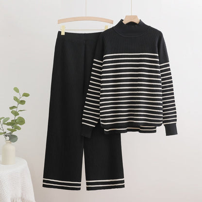 Dam Set med Hög Krage och Breda Byxor Viskosfiber 3