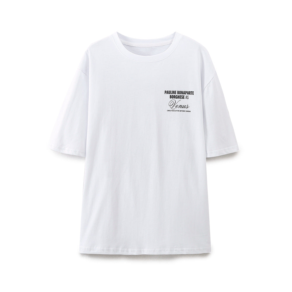 Variant image for Dam T-shirt Avslappnad Snitt Mjuk Bomull med Unika Bokstäver-1