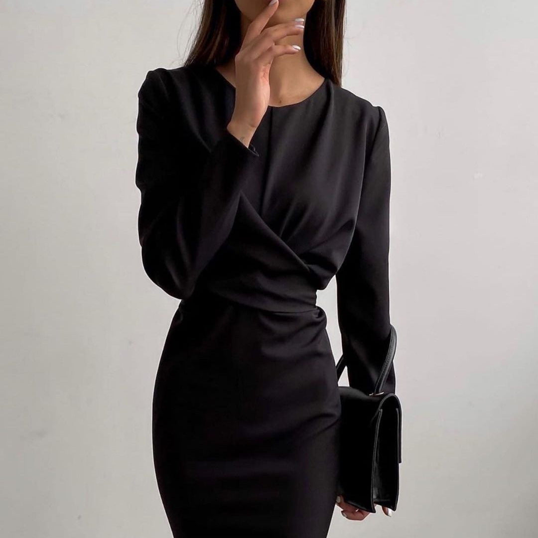 Kvinnors Bodycon Klänning Hög Midja Polyester A-linjeformad-3