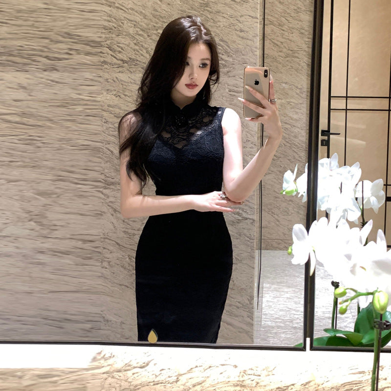 Fina Dam Klänningar Midi med Lappverk och Krage i Polyester-4