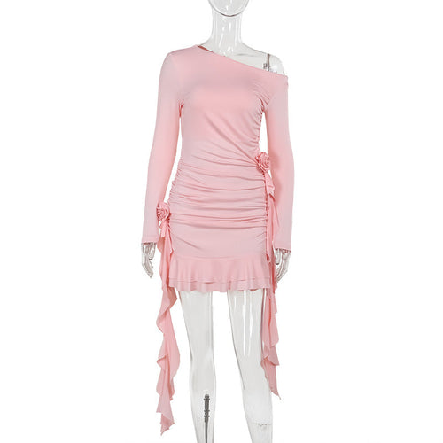 Kvinnors Glittrig Miniklänning Asymmetrisk Design Elastisk Tyg 1