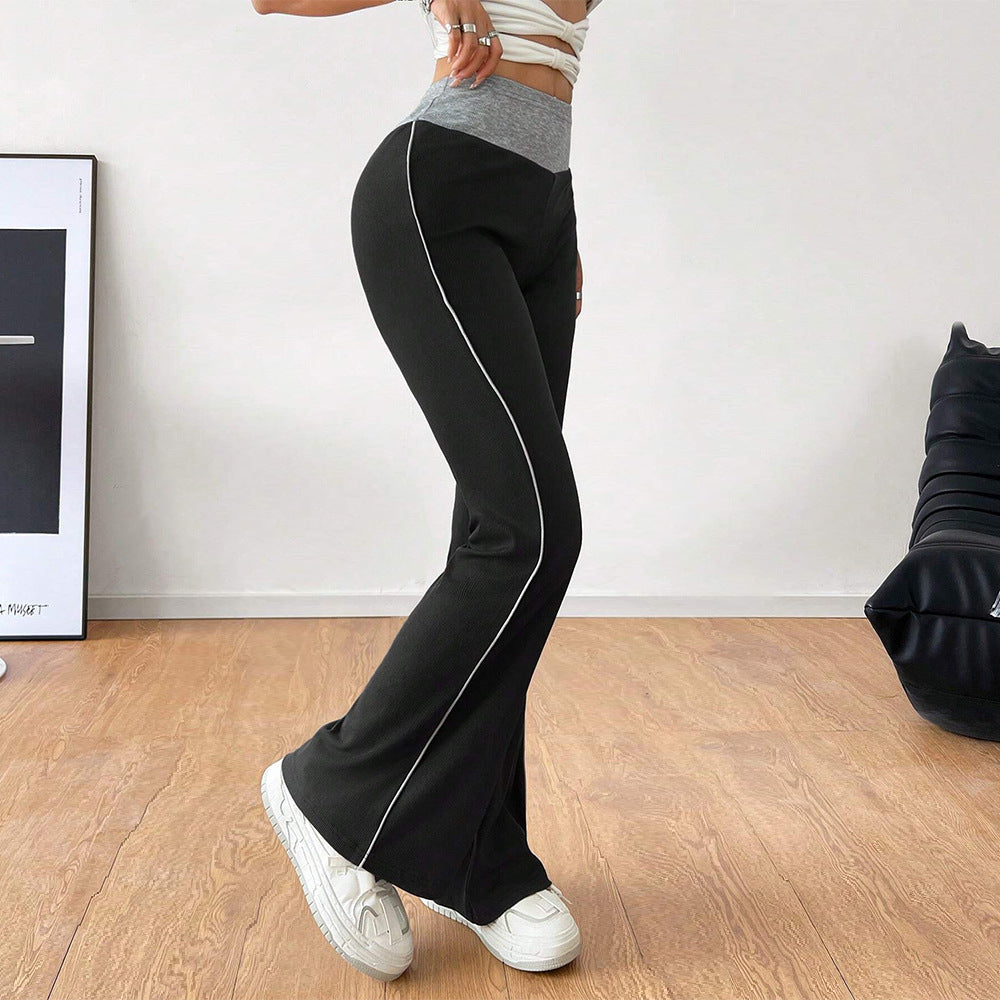 Kvinnors Bootcut Loungebyxor Hög Midja Mjukt Elastiskt Tyg-5