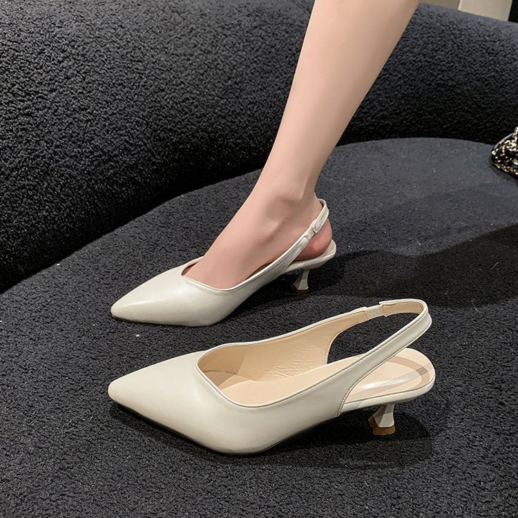 Kvinnor Slingback Skor Spetsig Tå Slät Klack Högkvalitativt Material 5