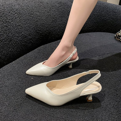 Kvinnor Slingback Skor Spetsig Tå Slät Klack Högkvalitativt Material 5