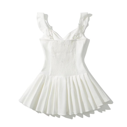 Fina Dam Klänningar Spaghetti Band Enfärgad Högkvalitativt Tyg-3