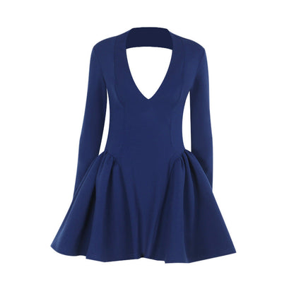 Kvinnors Miniklänning med Djup V-ringning och Mjuk Volant – Elegant Festklänning för S, M, L, XL 6