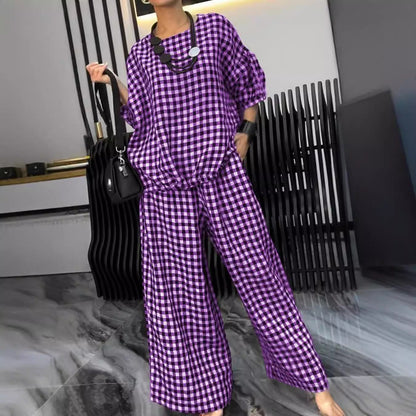 Dam Casual Blus Hahnenstreuft Mönster Polyester Halvlånga Ärmar 2