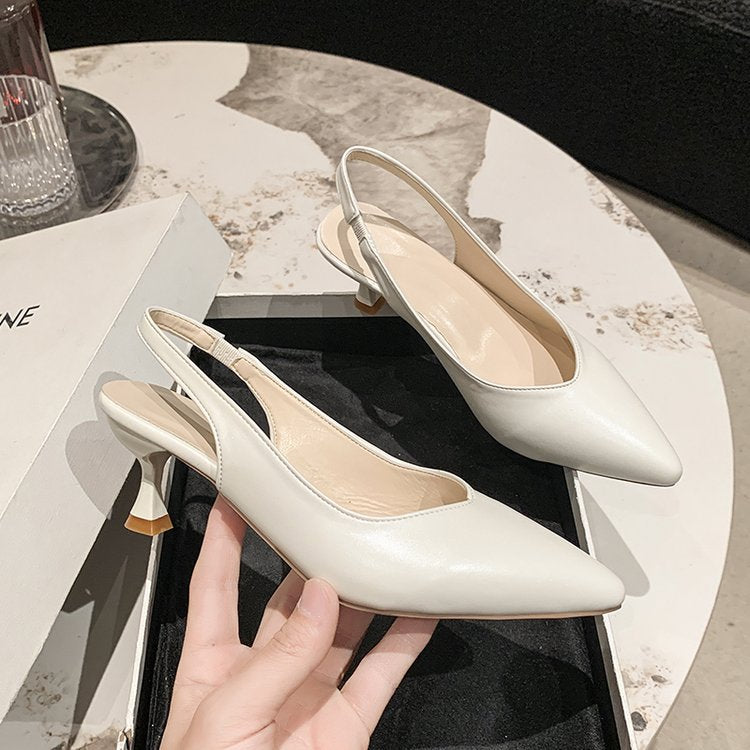 Kvinnor Slingback Skor Spetsig Tå Slät Klack Högkvalitativt Material 2