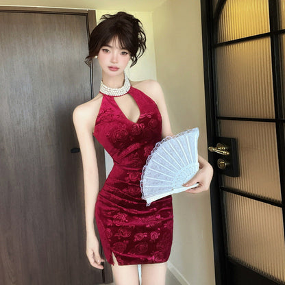 Variant image for Kvinnors Off-Shoulder Bodycon Klänning Blommönster Polyester Elastan-4