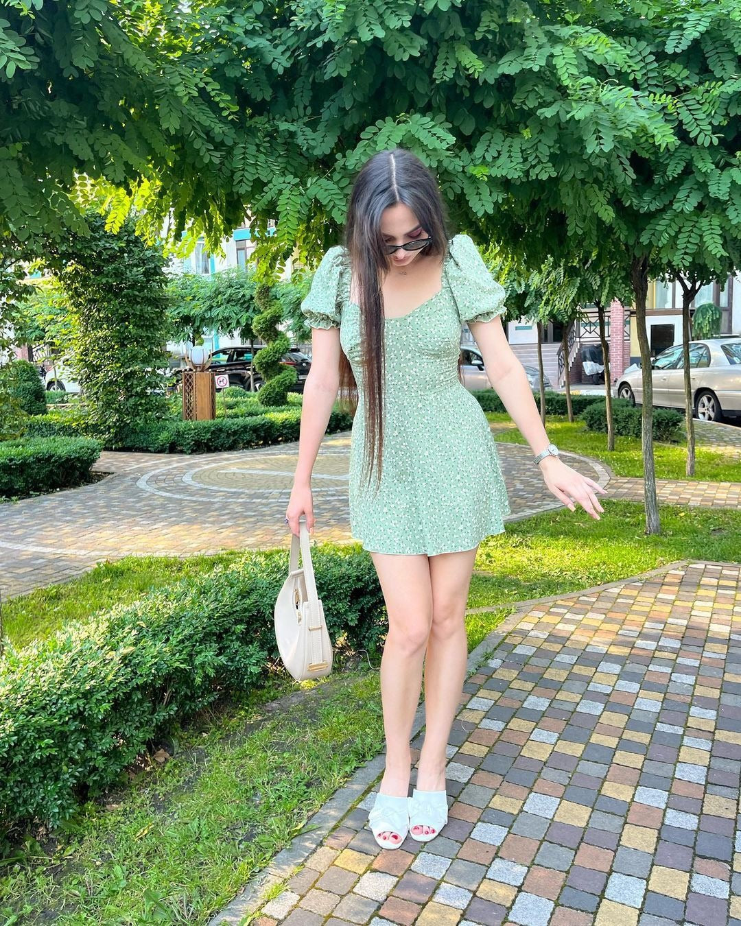 Variant image for Kvinna Vintage Klänning Puffärmar A-linje Polyester-31