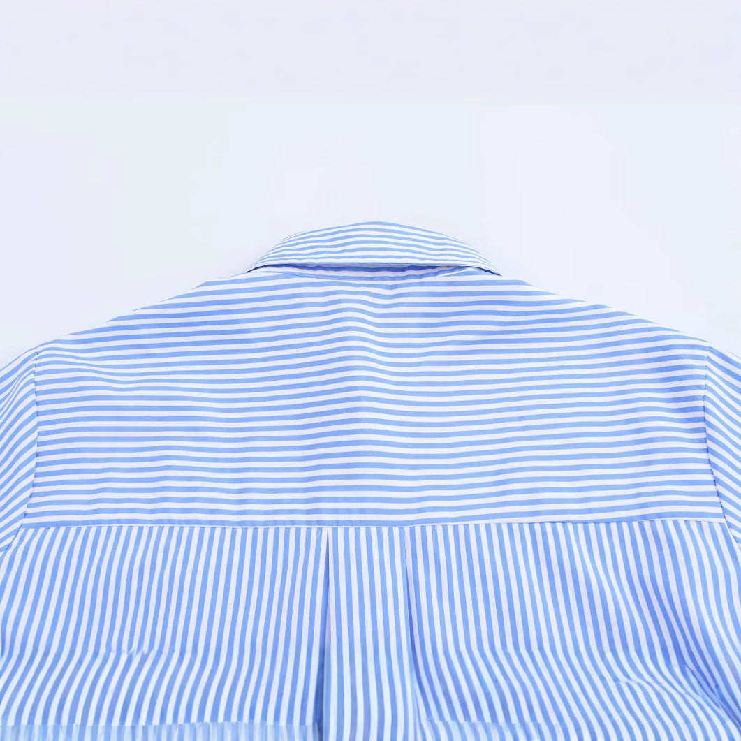 Herrskjorta Randig Silke med Knappdetaljer-4