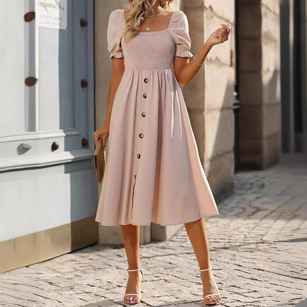 Variant image for Kvinnors A-linjeklänning Fyrkantig Utskärning Polyester-1