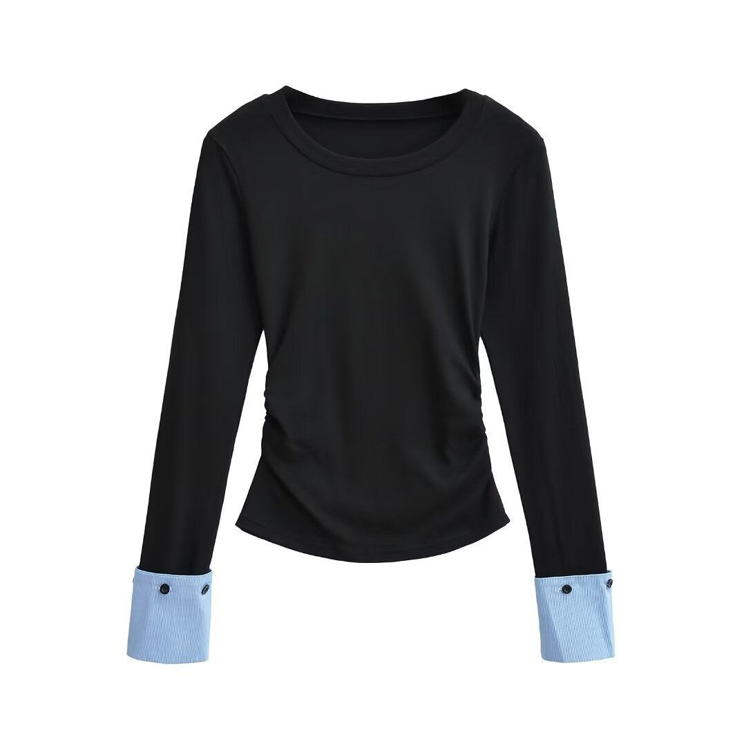 Dam T-shirt Slim Fit Randig 100% Bomull-3