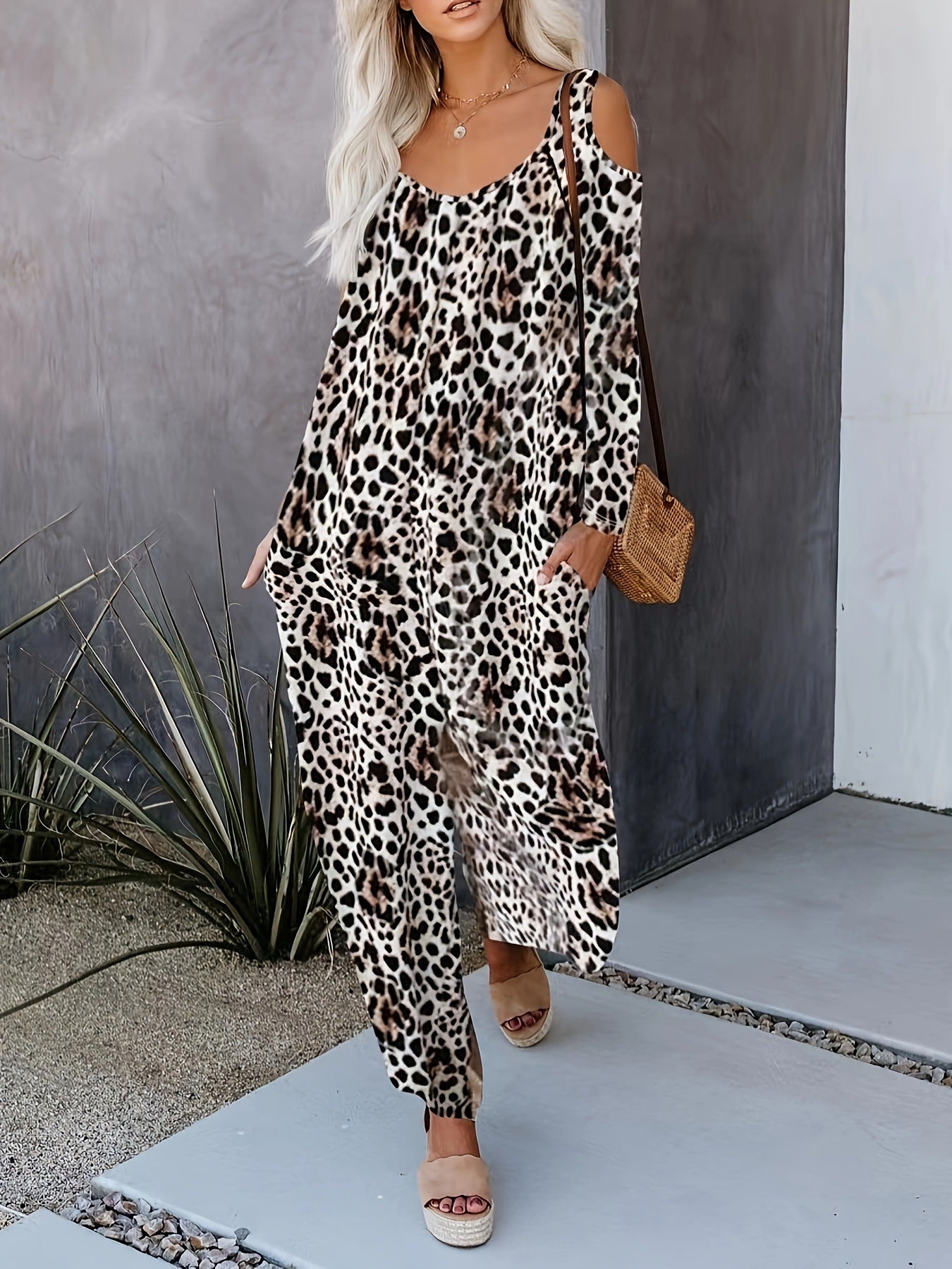 Variant image for Dam Jumpsuit Långärmad Löst Snitt Polyester Hög Midja Casual-73