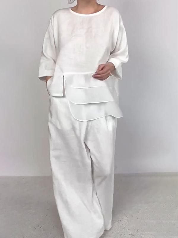 Variant image for Dam Set Långärmad Topp Vida Byxor Acetat-25