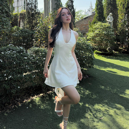 Kvinnors Klänning Djup V-ringning Svängande Kjol Lätt Tyg 1