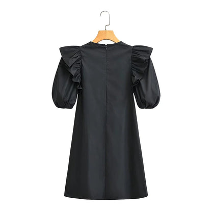 Kvinnors Klänning V-ringad Ruffles Andningsbart Tyg 3