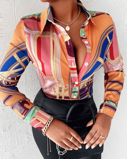 Variant image for Herrskjorta Löst Snitt Digitalt Tryck Spandex-21