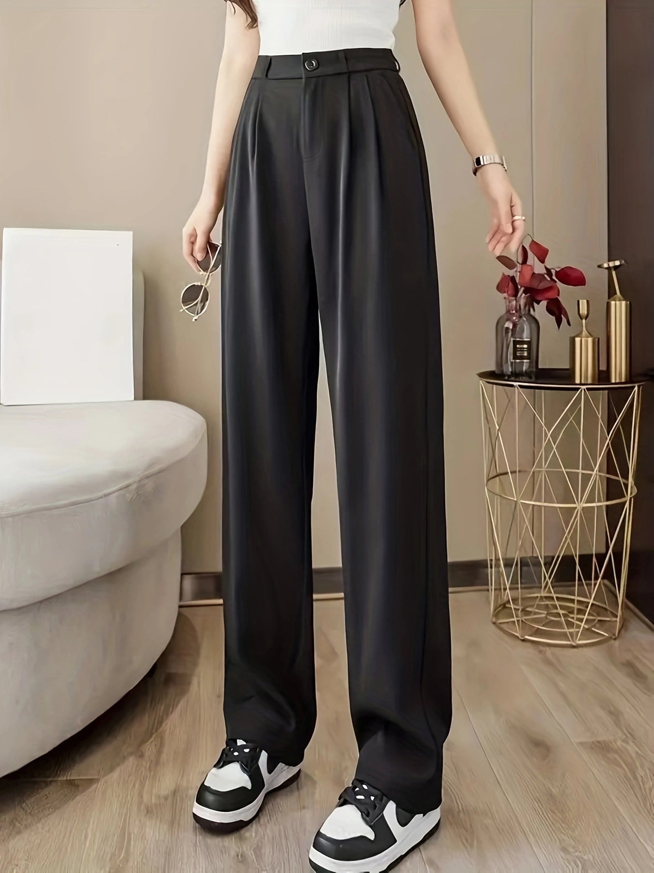 Variant image for Snygga Byxor Dam Långa Casual Polyester Medelmidja-6