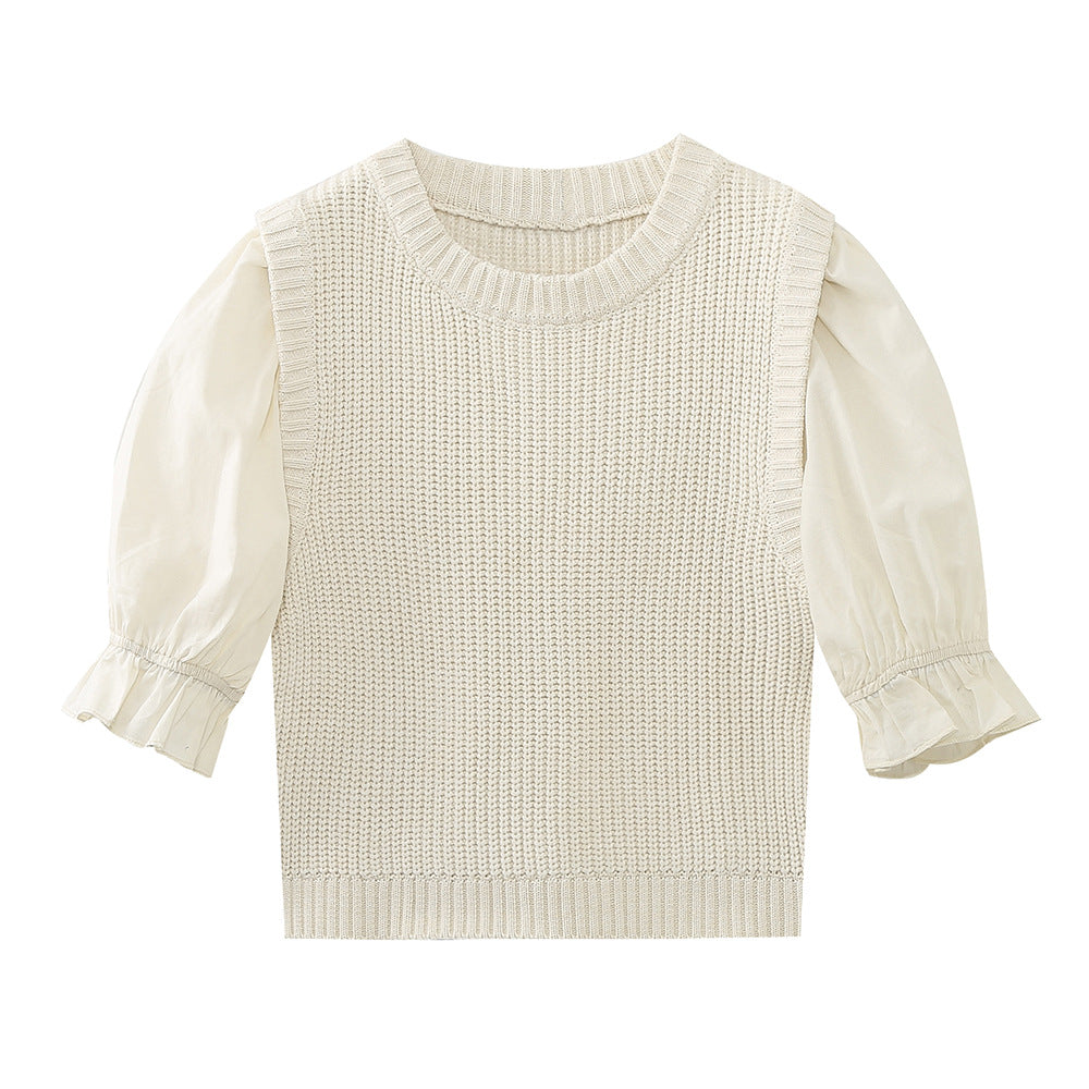 Stickad Dam Tröja med Puffhylsor och Elegant Design 5
