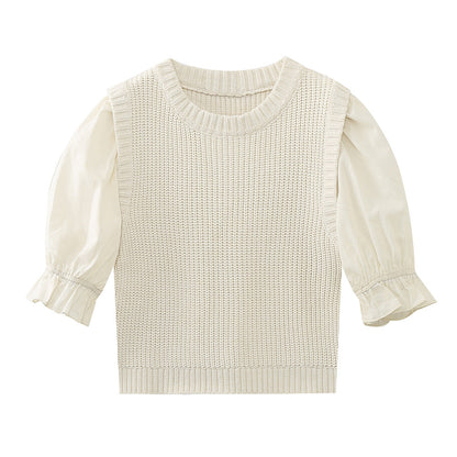 Stickad Dam Tröja med Puffhylsor och Elegant Design 5