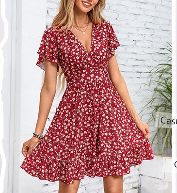 Variant image for Dam Spetsklänning V-ringad med Vinghylsor i Lätt Tyg-11