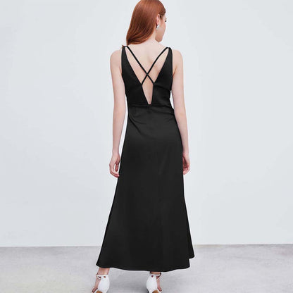 Maxiklänning Dam V-ringad A-Line 100% Polyester Lång Klänning-5