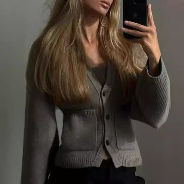Kvinnor Cardigan Modern Bomull Knappstängning 1