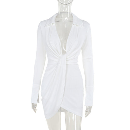 Kvinnors Wrap Klänning Lång Ärmar Andningsbar Stretch 7