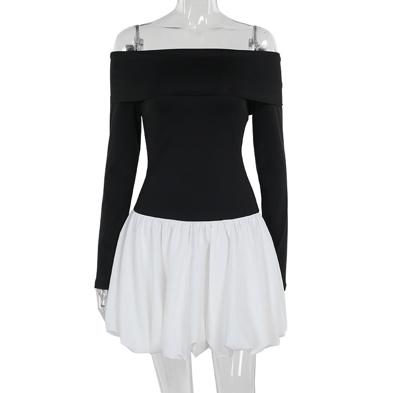 Kvinnors Off-Shoulder Klänning Voluminös Kjol Högkvalitativa Material 7