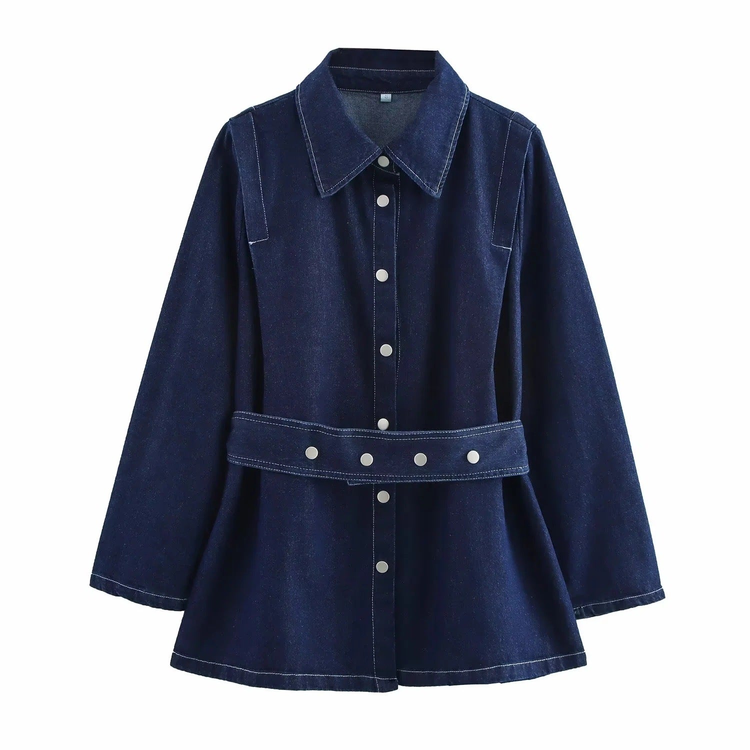 Kvinnor Bred Denimbyxor Hög Midja Femfickdesign Högkvalitativ Denim-3