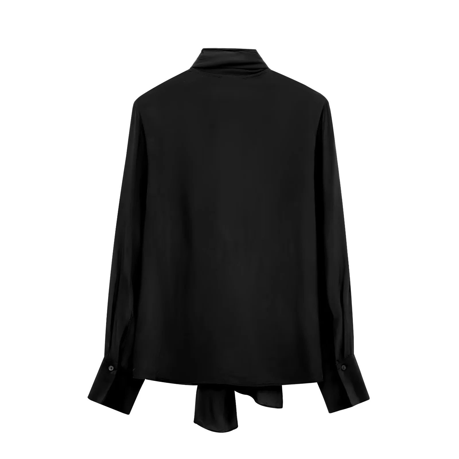 Dam Blus Slingdesign Mjuk Tyg Lång Ärmar V-hals-4