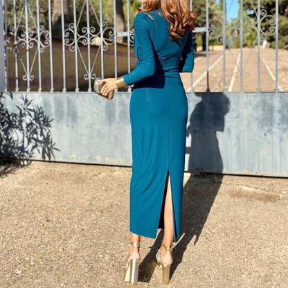 Dam Bodycon Klänning Enfärgad Polyester Smal Passform-4