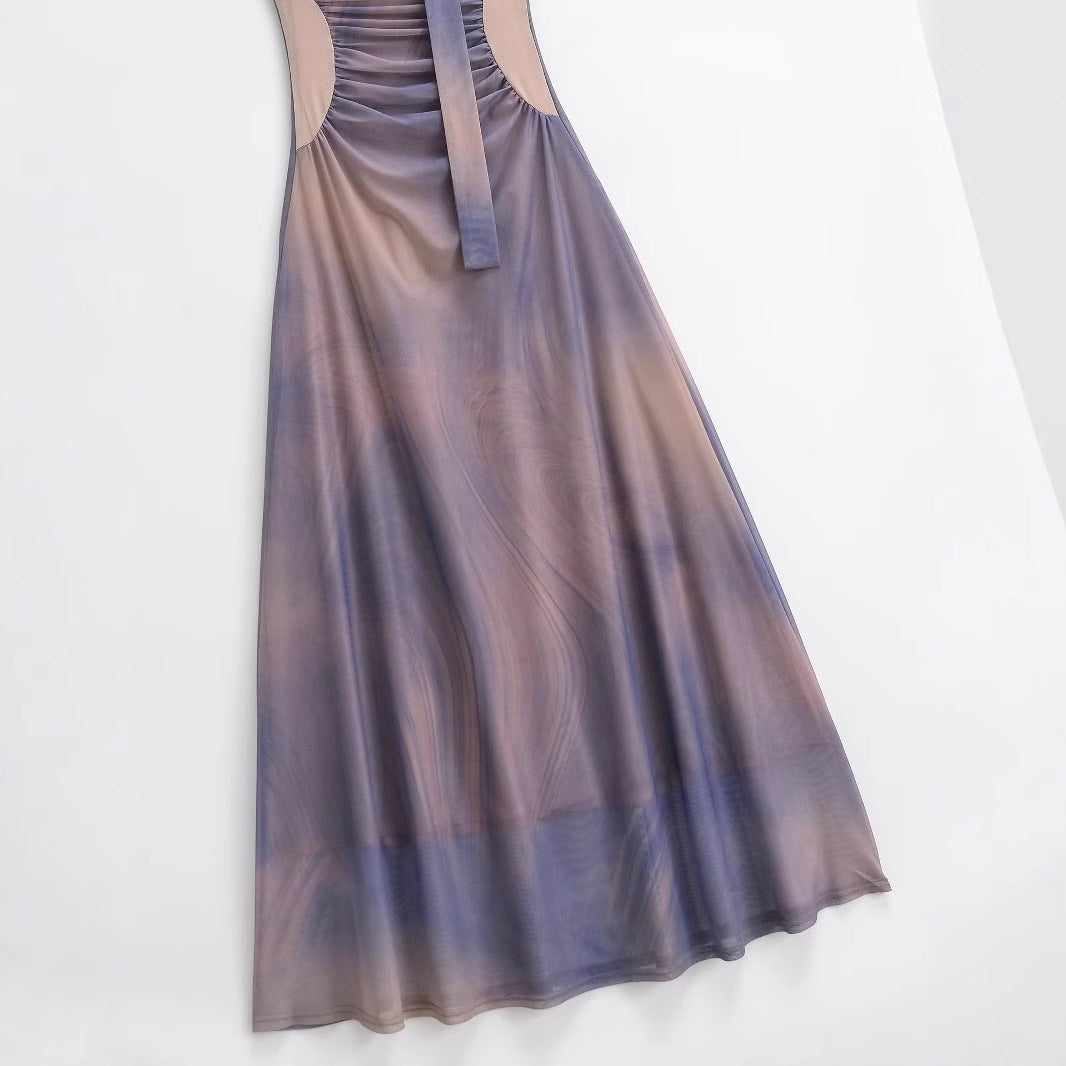 Dam Maxiklänning Flödande Tyg med Wrap Detalj-4