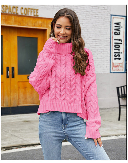 Dam Turtleneck Stickad Tröja Grovstickad Akryl-4