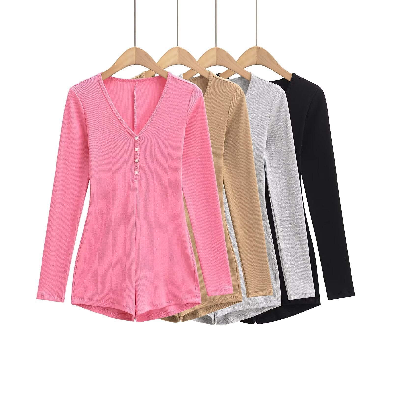 Kvinnors Jumpsuit Långärmad V-ringning Mjuk Stretch-2