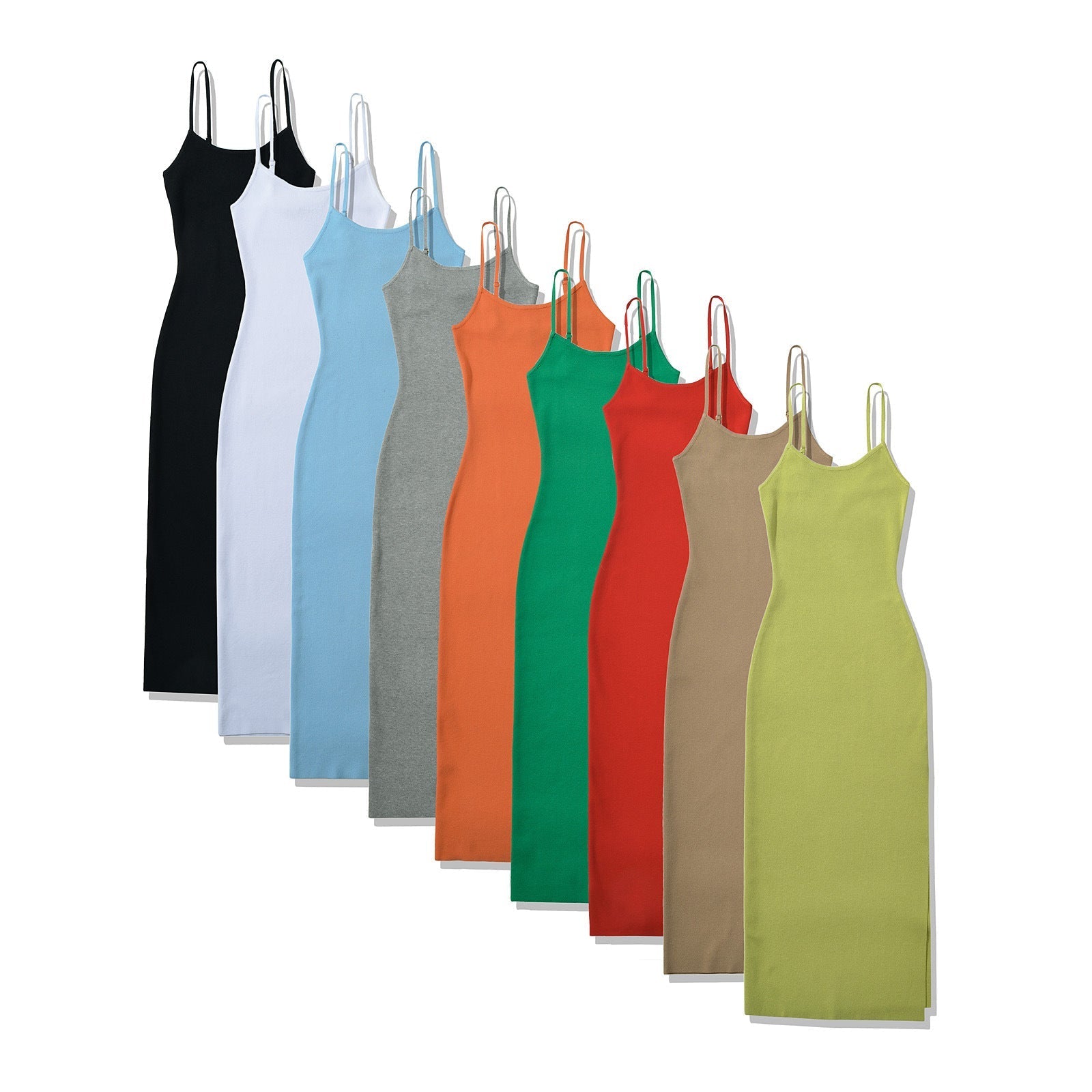 Dam Midikjol Bodycon Utan Krage 100% Polyester Elegant Style-2